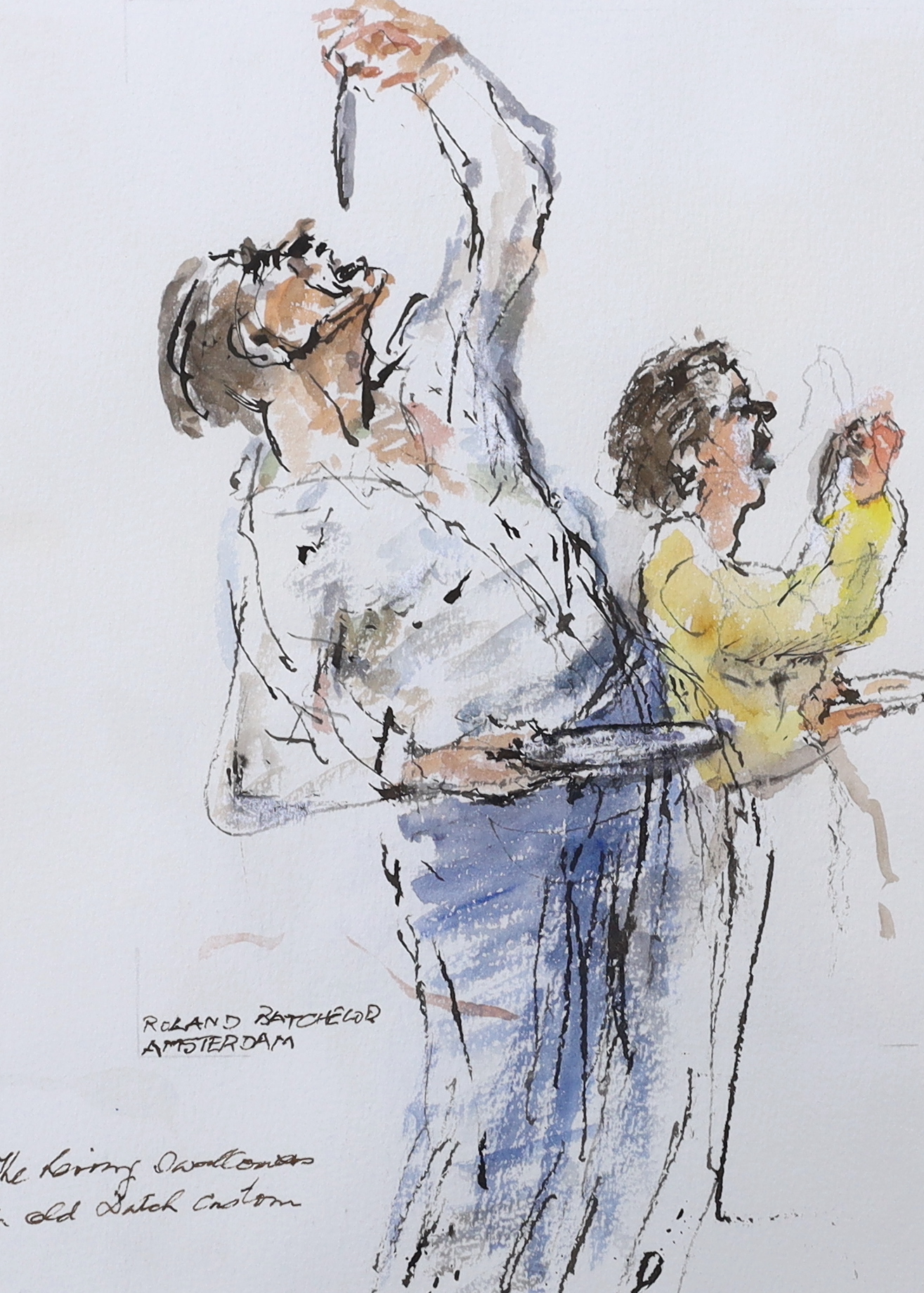 Roland Batchelor (1889-1990), watercolour, ‘The Herring Swallowers’, signed and inscribed, Gallery label verso, 29 x 21cm